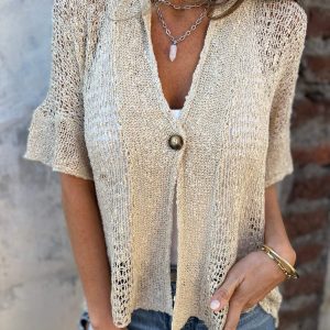 Cardigan Léger Femme | Lin  Ajouré | Chic & Respirant