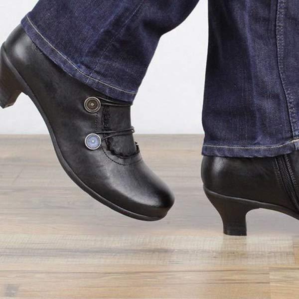 Bottines Noires à Boutons | Style Vintage | Talon Bas et Détails Élégants – Image 3
