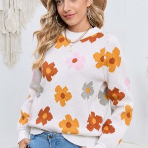 Pull en Tricot Fleuri | Doux et Chaleureux | Tendance Colorée