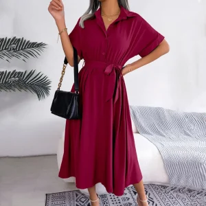 Elegant Midi Shirt Dress | Fluid and Timeless