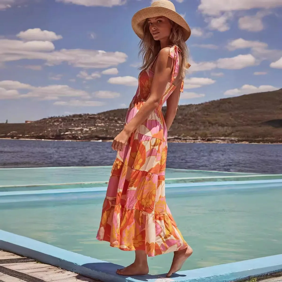 Colorful Printed Strapless Maxi Dress | Esprit Vacances – Image 3