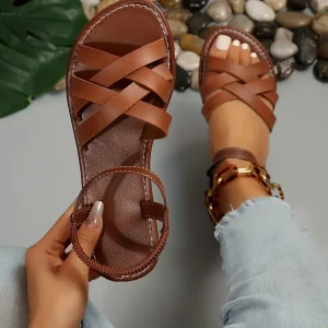 Flat Sandals | Crossed Straps | Summer Comfort