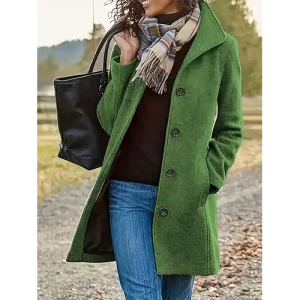 Manteau Classique en Laine Verte | Mélange de Laine | Élégant & Chaleureux