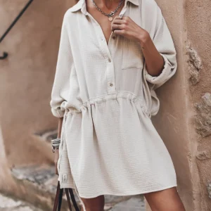 Évasion Bohème | Robe Chemise Décontractée à Taille Ajustable