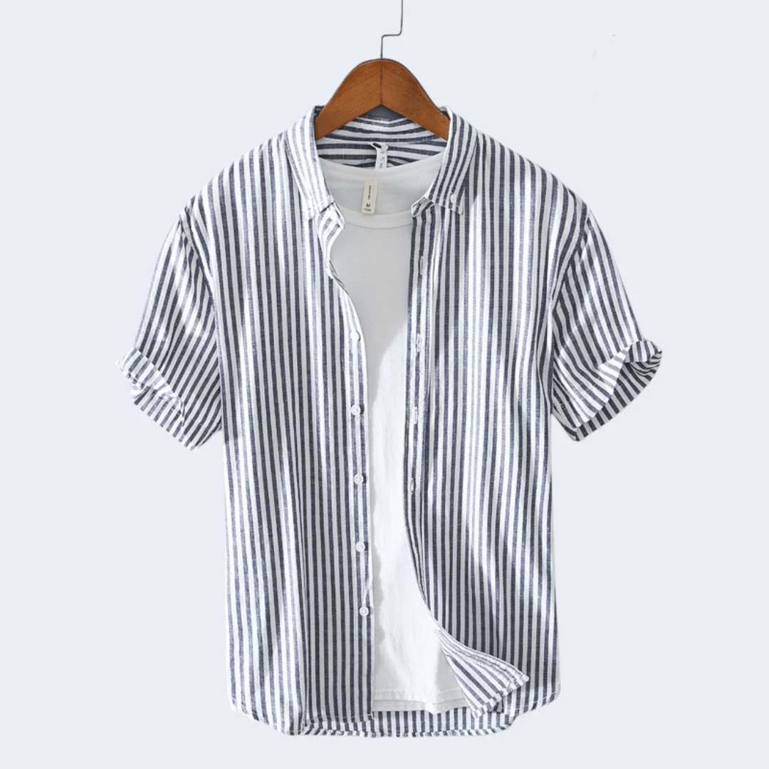 Chemise Rayée Bleu et Blanc | Coton Respirant | Style Décontracté – Image 2