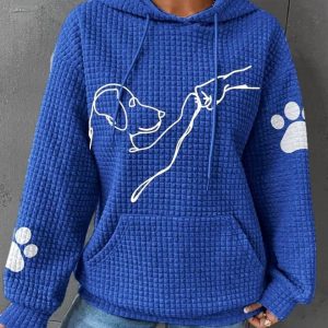 Maya - Sweat à Capuche | Motif Chien | Tissu Matelassé