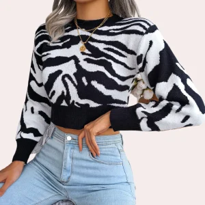 Short Zebra Sweater | Cotton | Trendy and Comfortable