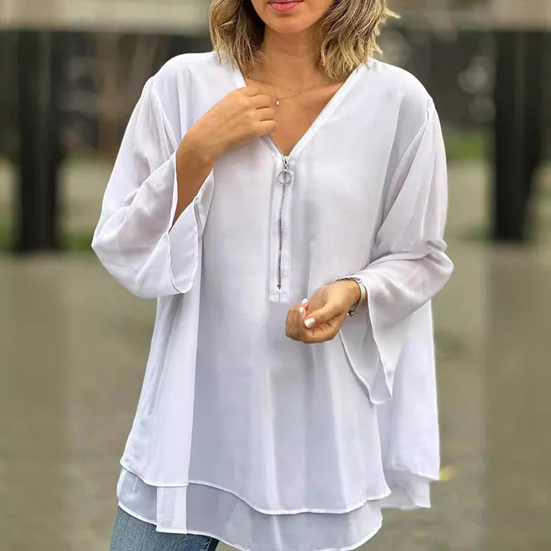 Blouse Émeraude Zippée | Élégance Décontractée & Fluide – Image 5