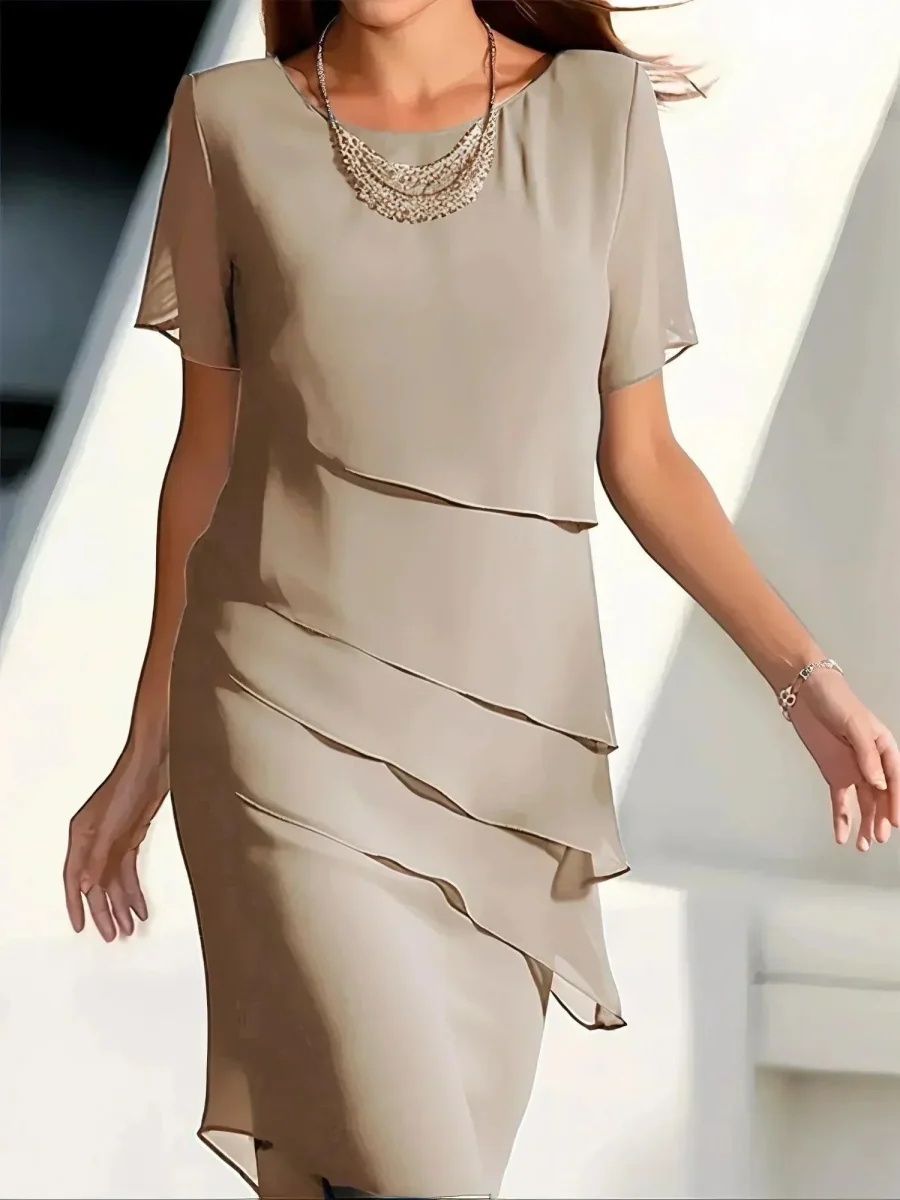 Velours Confort | Elegant Draped Dress with Asymmetric Ruffles – Image 5