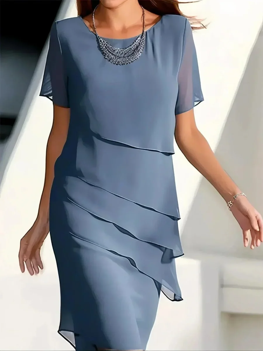 Velours Confort | Elegant Draped Dress with Asymmetric Ruffles – Image 2