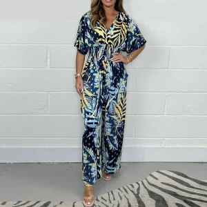 Wide Tropical Print Jumpsuit | Casual and Chic Style
