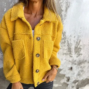 Veste Bouclée | Jaune Moutarde | Chaude et Tendance