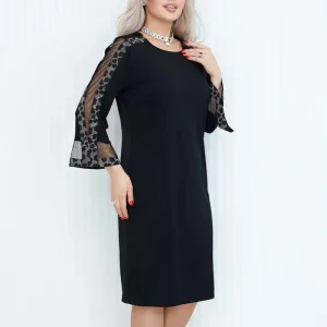 Elegant Black Dress | Transparent Lace | Chic Straight Cut