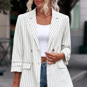 Lightweight Striped Blazer | 3/4 Sleeve | Summer Chic Look