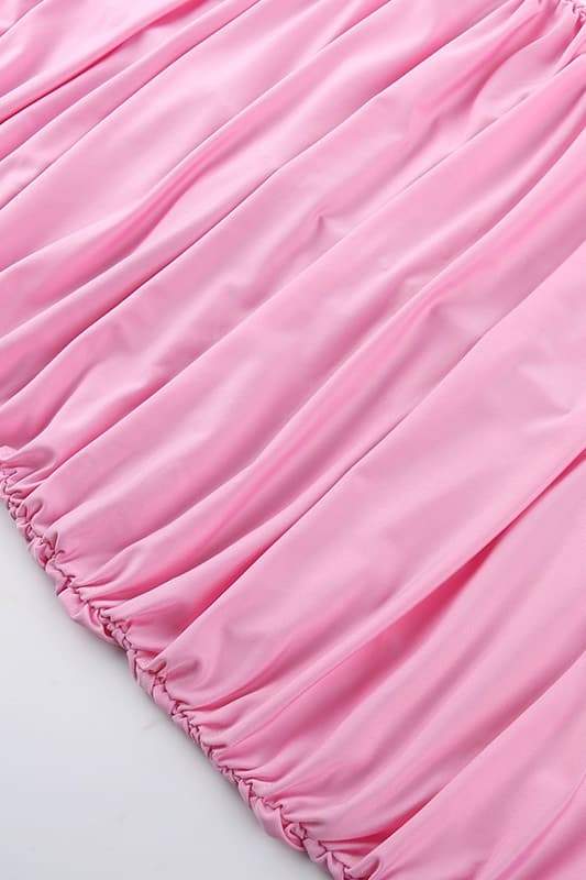 Robe Rose Bustier | Drapée et Ajustée | Fleur en Tissu Élégante – Image 7