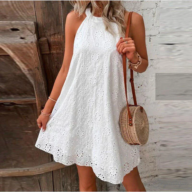 Robe Brodée en Coton | Sans Manches | Tenue Décontractée d'Été – Image 5