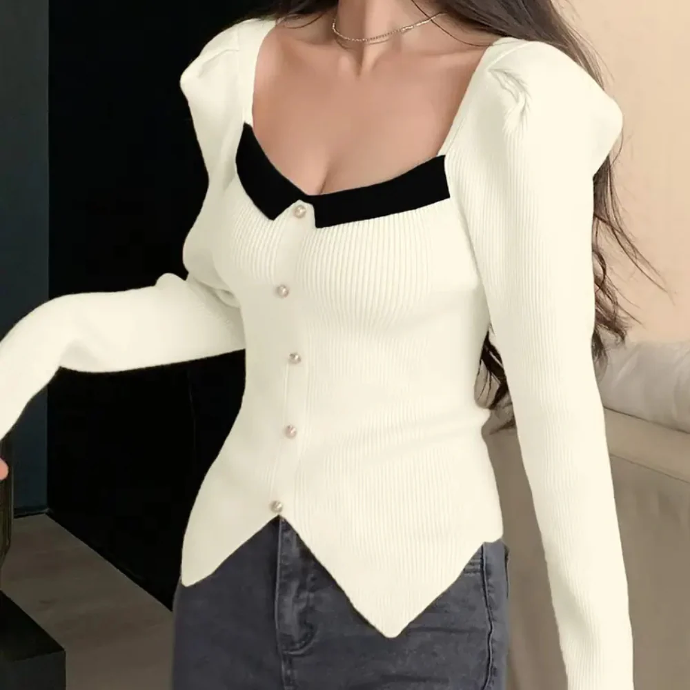 Buttoned Waisted Top | Cotton | Elegant, Contrasting and Feminine – Image 2