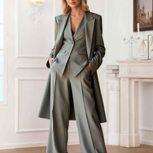 Costume Femme 3 Pièces À Élégante Revers Pointus Pour Décontracté