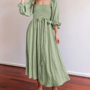 Bohemian Puff Sleeve Maxi Dress | Freshness and Natural Charm