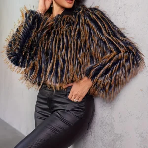 Multicolored Faux Fur Short Jacket | Bold and Glamorous